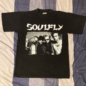 Vtg 1998 Soulfly Band Tee Graphic T Shirt Heavy Metal Group USA